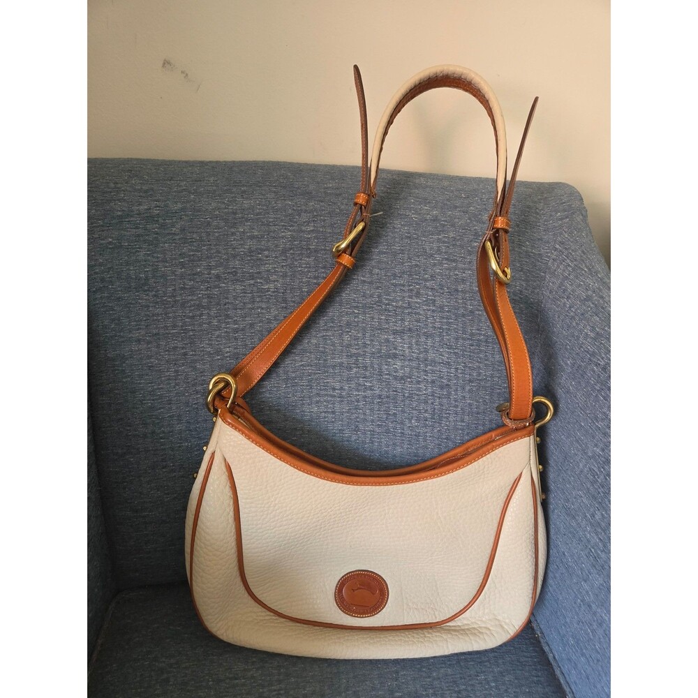 Dooney & Bourke Vintage All-Weather Cream Pebbled Leather Crescent Hobo Bag